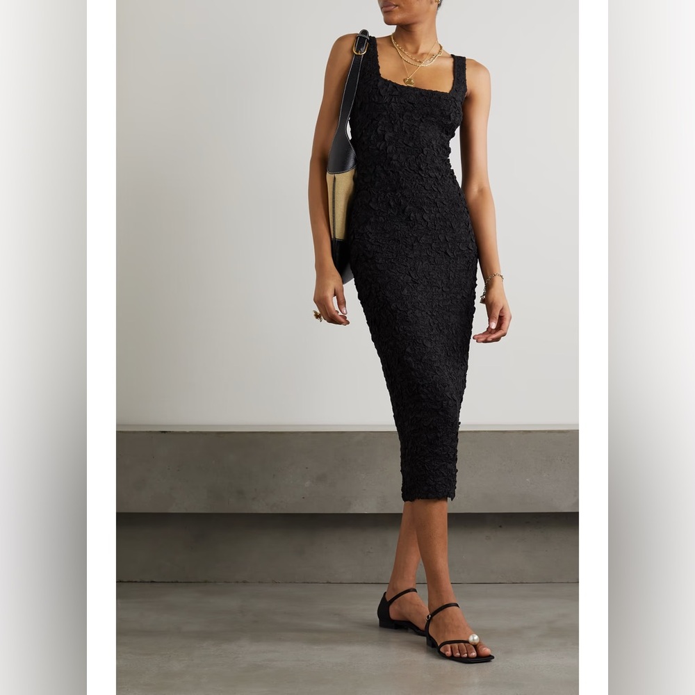 Mara Hoffman Black Popcorn Midi Dress